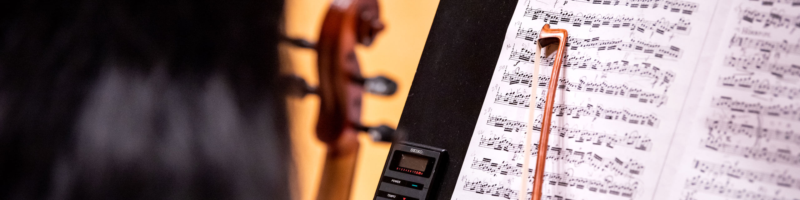 Music stand with sheet music